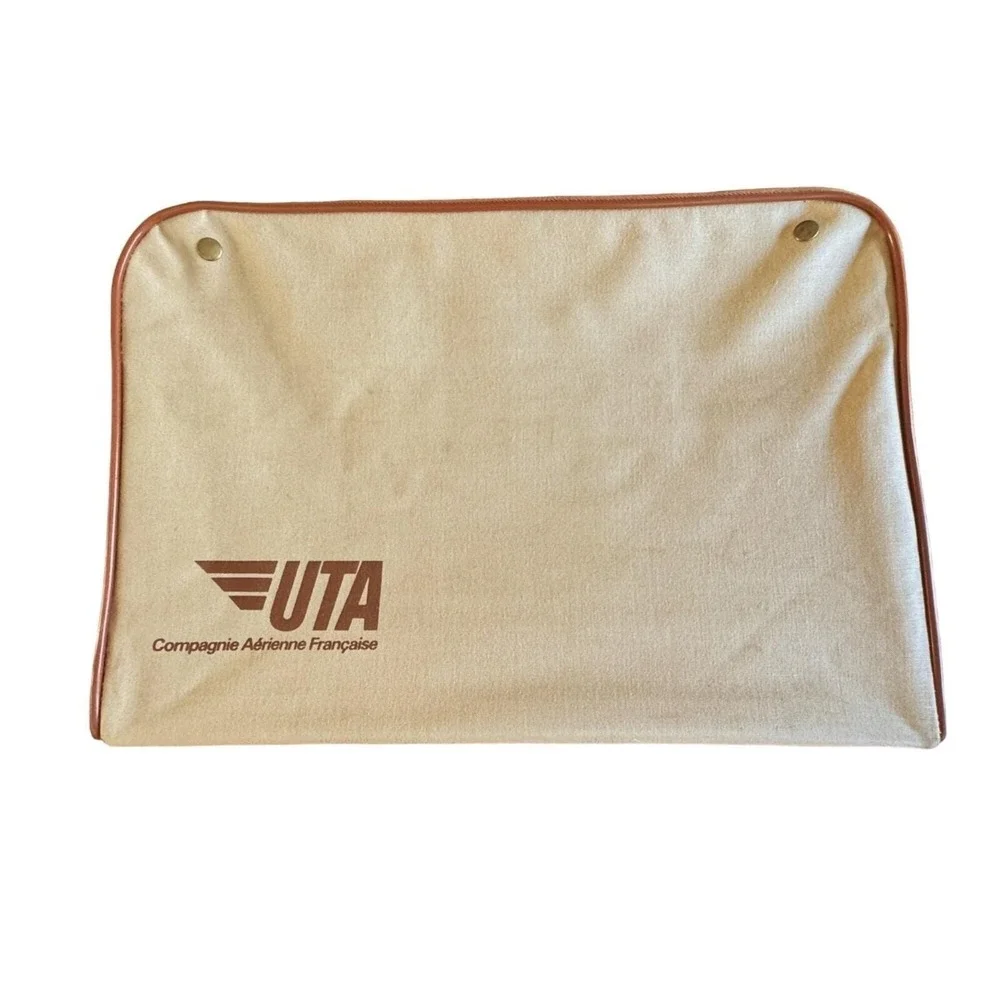 Vintage UTA French Airlines Crew Bag Zip Around Canvas Flight Attendants Pilots